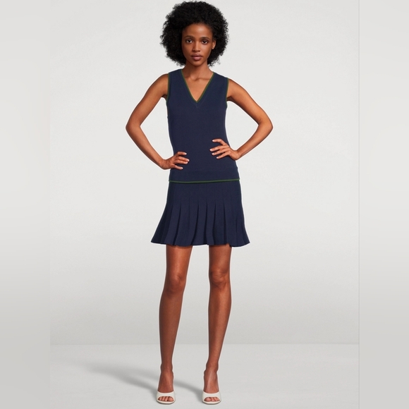 Reformation Navy and Green Mini Dress - Picture 3 of 11